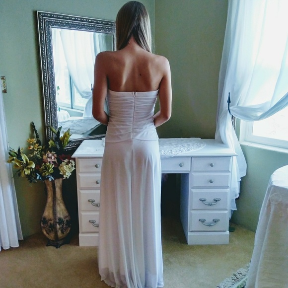 OXOXO size M white ruched sparkle bodice gown - Picture 2 of 5